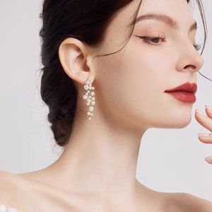 Temperament full of stars pearl earring girl